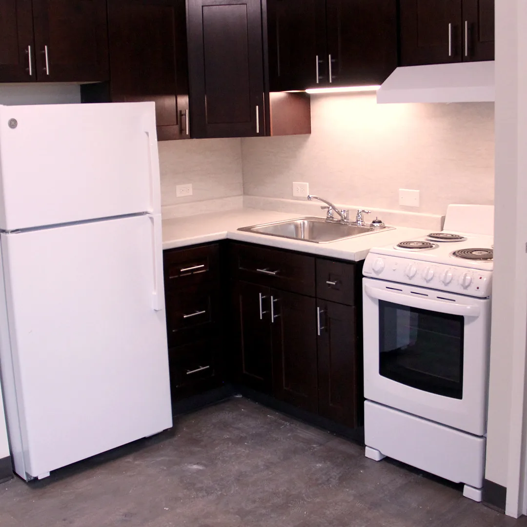 Finished apartment kitchen