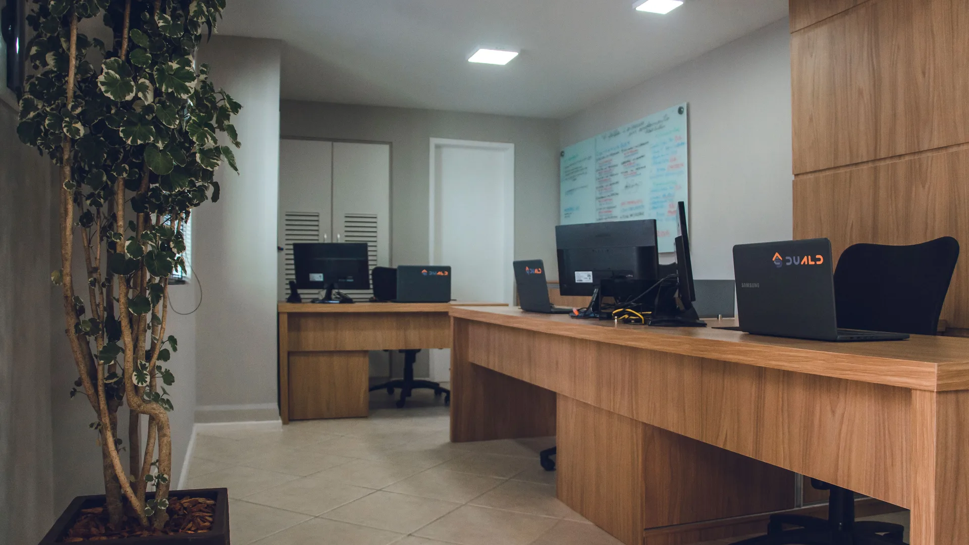 Team working together in a modern office